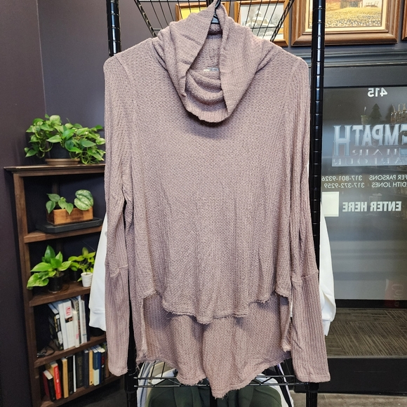 We The Free Tops - FREE PEOPLE WE THE FREE Kristina Drippy Thermal Cowl Neck Long Sleeve S